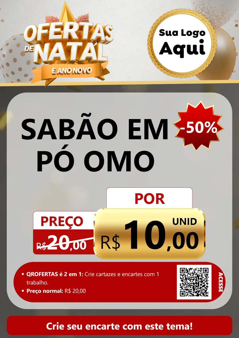 Modelo de Cartaz para Cartaz A4 Vertical com o tema Ofertas De Natal E Ano Novo para Produtos de Limpeza