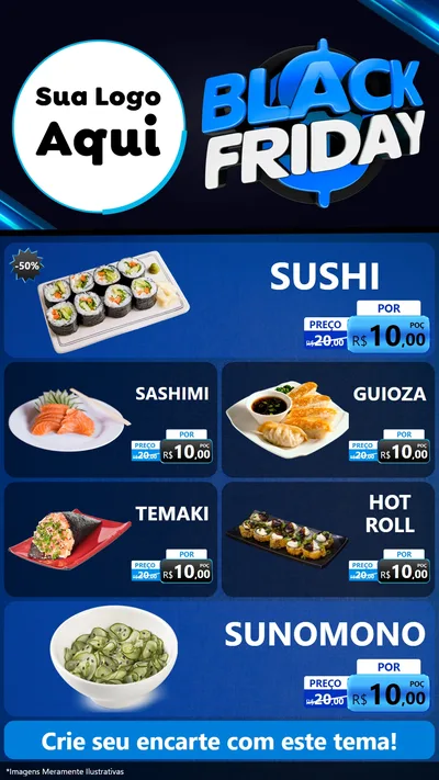 Modelo de TV para TV Vertical com o tema Black Friday para Comida japonesa