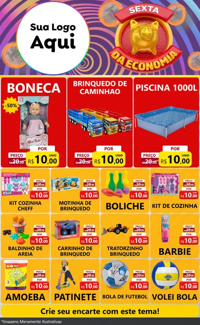 Modelo de Encarte para Encarte Grande com o tema Sexta da Economia para Brinquedos