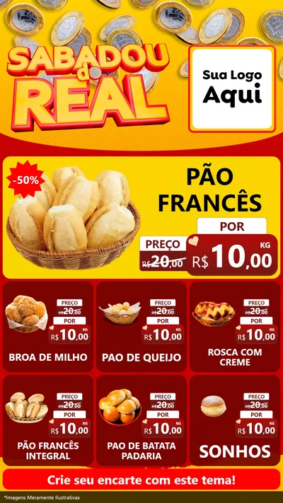 Modelo de Rede Social para Stories com o tema Sabadou do Real para Padaria