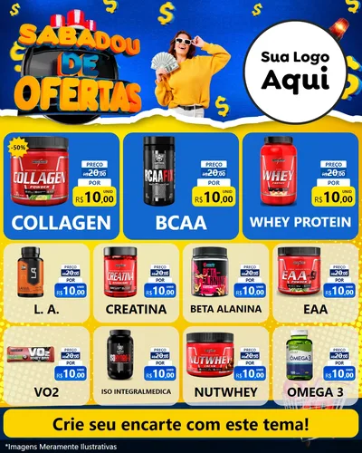 Modelo de Rede Social para Feed Instagram com o tema Sabadou de Ofertas para Suplementos alimentares