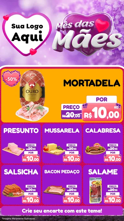 Modelo de Rede Social para Stories com o tema Mês das Mães para Frios e Laticínios
