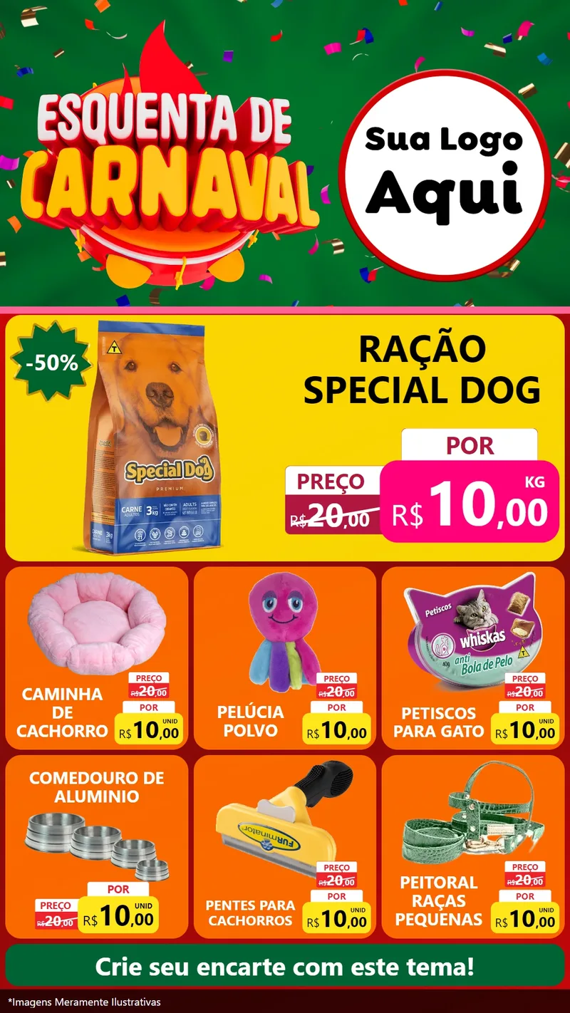Modelo de Rede Social para Stories com o tema Esquenta de Carnaval para Pet Shop