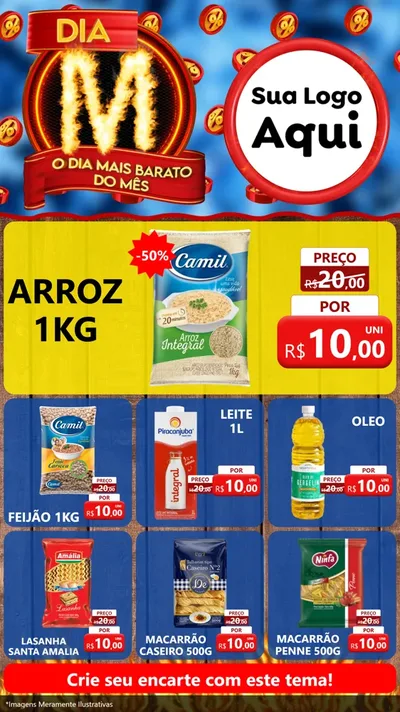 Modelo de Rede Social para Stories com o tema Dia M - O Dia Mais Barato Do Mês para Supermercado
