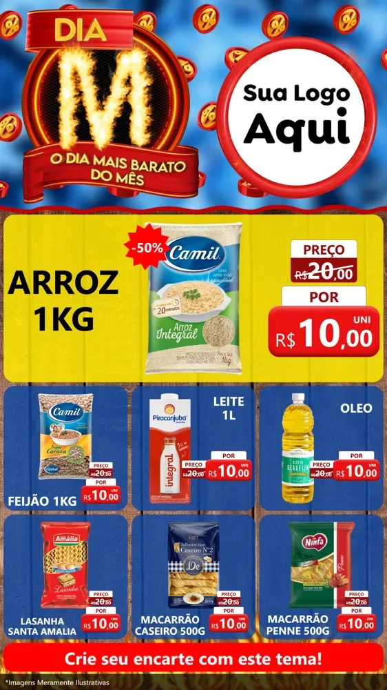 Modelo de Rede Social para Stories com o tema Dia M - O Dia Mais Barato Do Mês para Supermercado