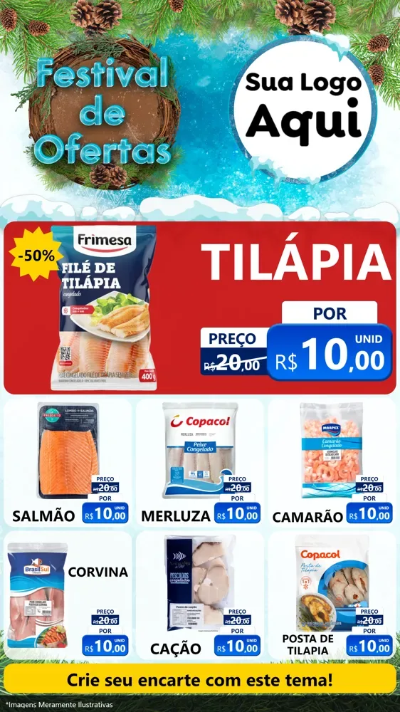 Modelo de Rede Social para Stories com o tema Festival de Ofertas - Inverno para Peixaria