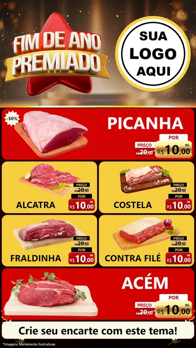 Modelo de TV para TV Vertical com o tema Fim de Ano Premiado para Açougue