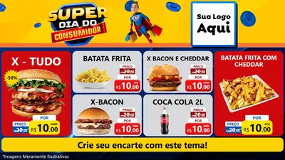 Modelo de TV para TV Horizontal com o tema Super Dia do Consumidor para Hamburgueria