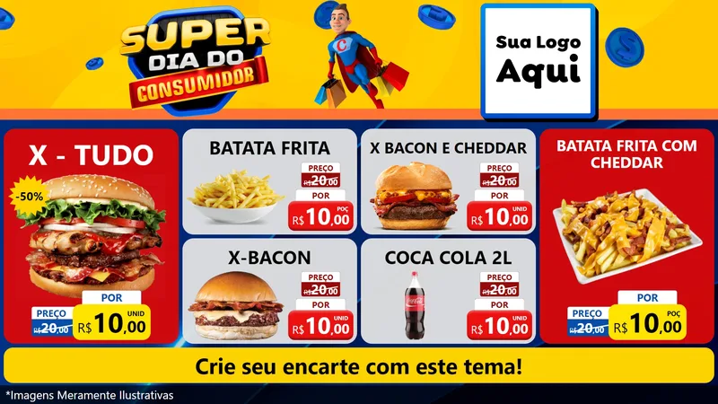 Modelo de TV para TV Horizontal com o tema Super Dia do Consumidor para Hamburgueria