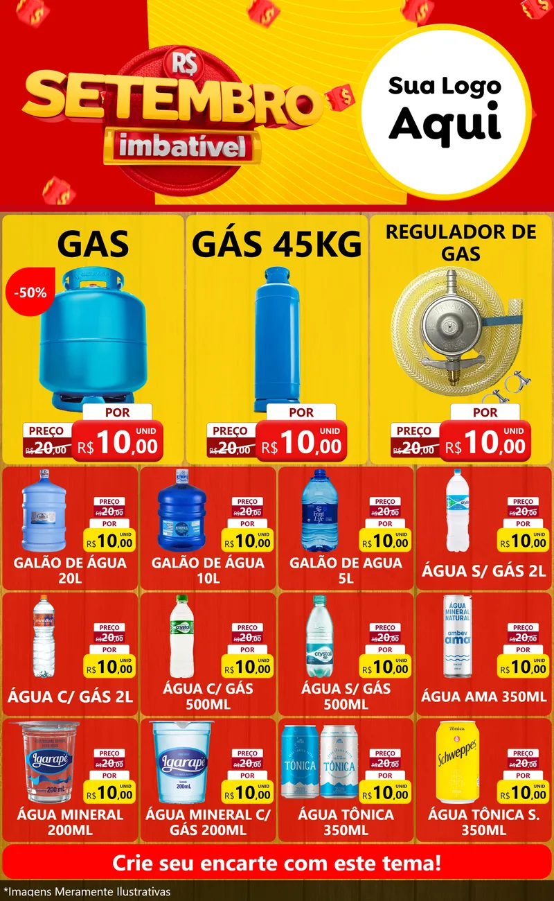 Modelo de Encarte para Encarte Grande com o tema Setembro Imbatível para Água e gás