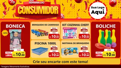 Modelo de TV para TV Horizontal com o tema Semana do Consumidor para Brinquedos