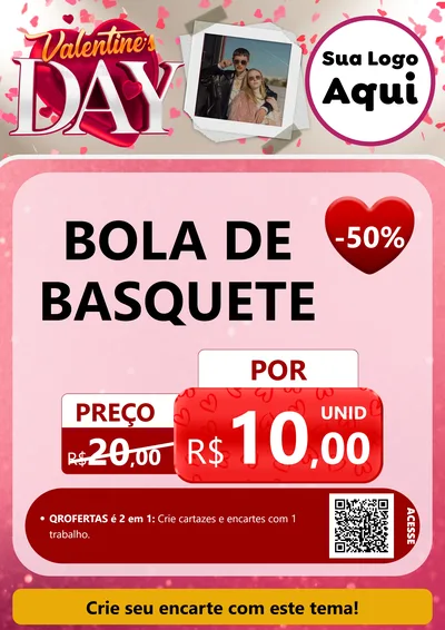 Modelo de Cartaz para Cartaz A4 Vertical com o tema Valentine's Day para Artigos Esportivos