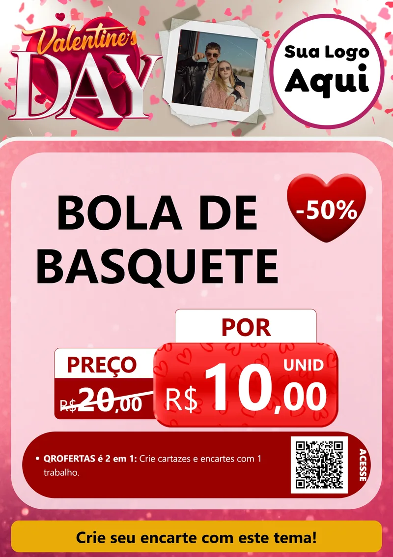 Modelo de Cartaz para Cartaz A4 Vertical com o tema Valentine's Day para Artigos Esportivos