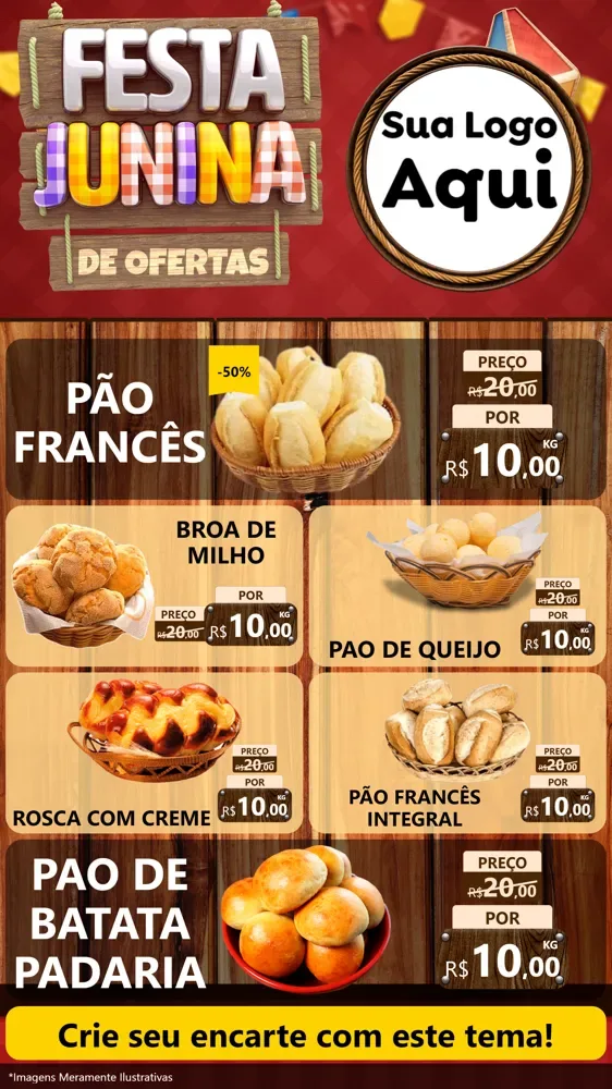 Modelo de TV para TV Vertical com o tema Festa Junina de Ofertas para Padaria