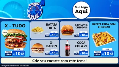 Modelo de TV para TV Horizontal com o tema Novembro Azul para Hamburgueria