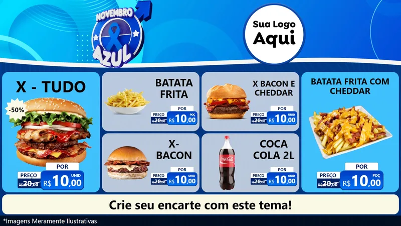 Modelo de TV para TV Horizontal com o tema Novembro Azul para Hamburgueria