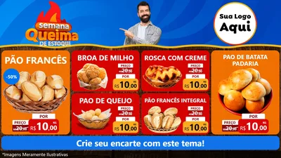 Modelo de TV para TV Horizontal com o tema Semana Queima de Estoque para Padaria