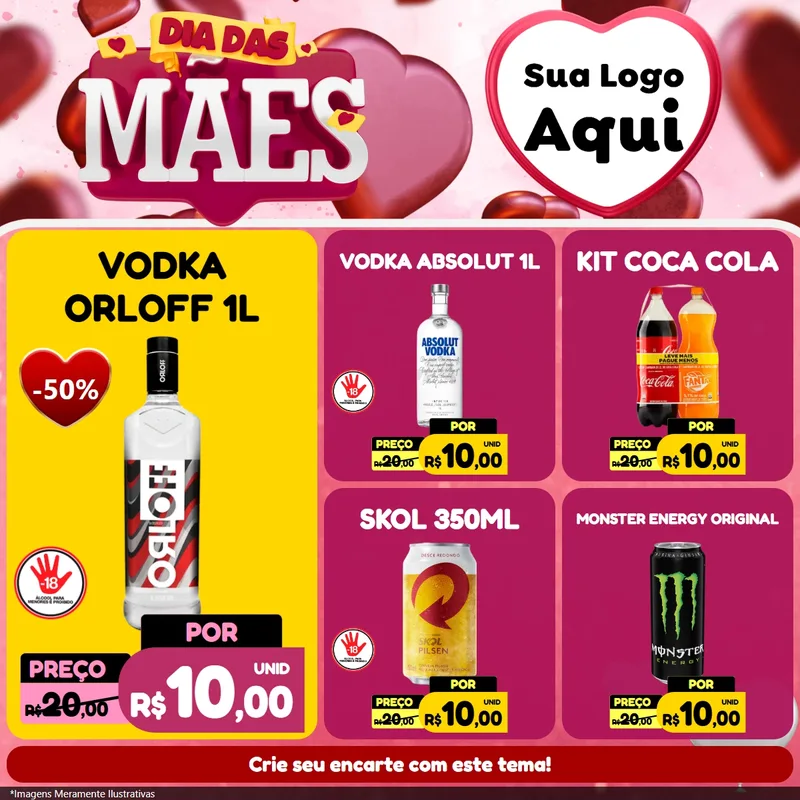 Modelo de Rede Social para Feed Facebook com o tema Dia Das Mães para Distribuidora de bebidas