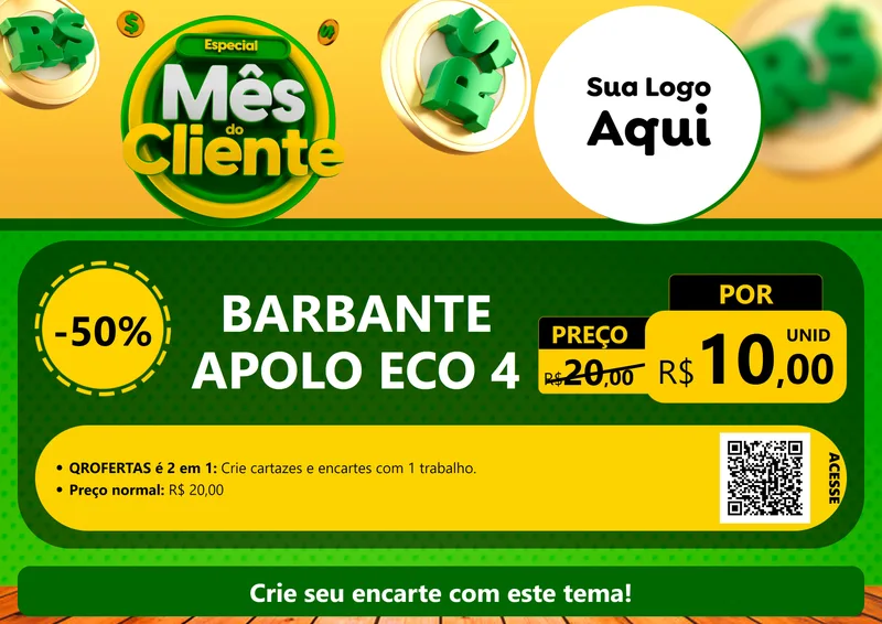Modelo de Cartaz para Cartaz A4 Horizontal com o tema Especial Mês do Cliente para Armarinho e Aviamentos