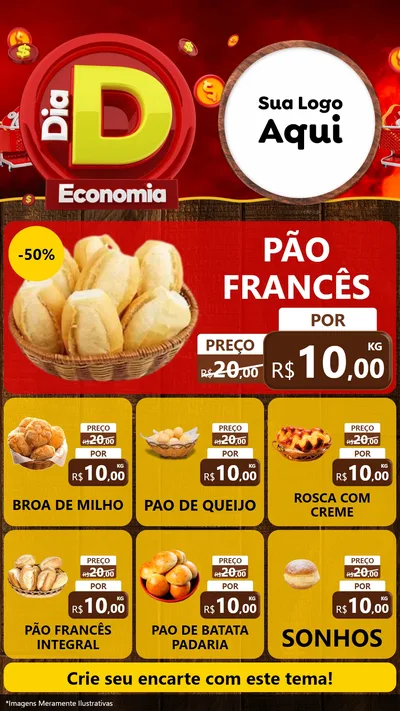 Modelo de Rede Social para Stories com o tema Dia D Economia para Padaria