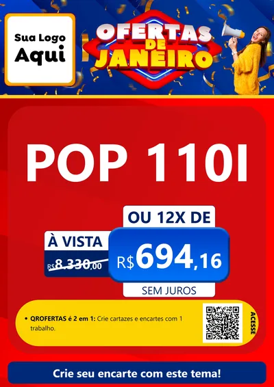 Modelo de Cartaz para Cartaz A4 Vertical com o tema Ofertas de Janeiro para Concessionaria de Motos