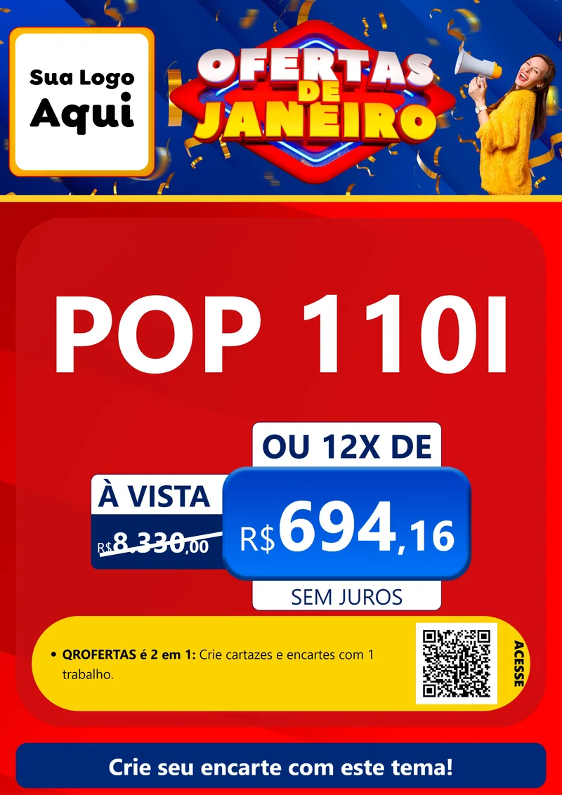 Modelo de Cartaz para Cartaz A4 Vertical com o tema Ofertas de Janeiro para Concessionaria de Motos
