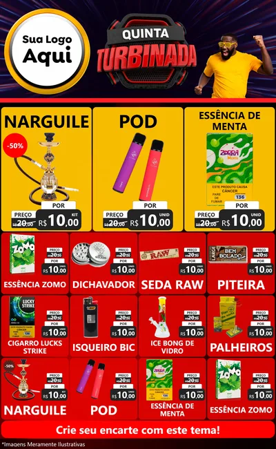 Modelo de Encarte para Encarte Grande com o tema Quinta Turbinada para Tabacaria