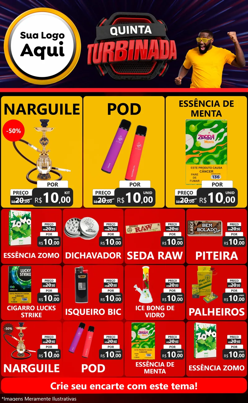 Modelo de Encarte para Encarte Grande com o tema Quinta Turbinada para Tabacaria