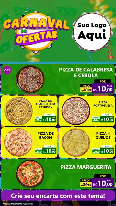 Modelo de TV para TV Vertical com o tema Carnaval de Ofertas para Pizzaria