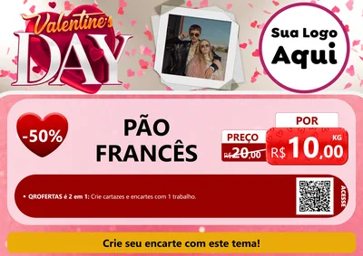Modelo de Cartaz para Cartaz A4 Horizontal com o tema Valentine's Day para Padaria