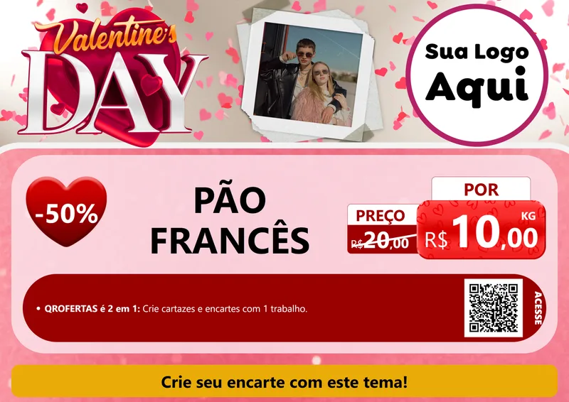 Modelo de Cartaz para Cartaz A4 Horizontal com o tema Valentine's Day para Padaria