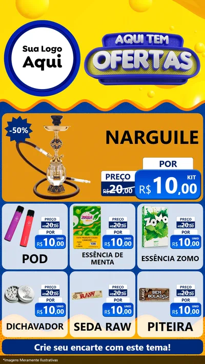 Modelo de Rede Social para Stories com o tema Aqui Tem Ofertas para Tabacaria