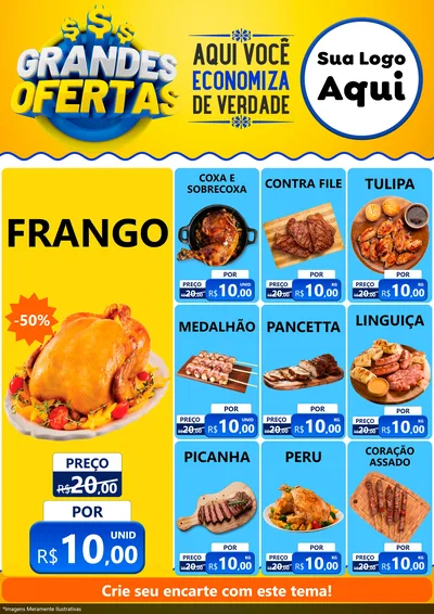 Modelo de Encarte para Encarte A4 Vertical com o tema Grandes Ofertas para Assados