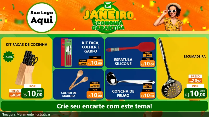 Modelo de TV para TV Horizontal com o tema Janeiro - Economia Garantida para Utilidades Domésticas