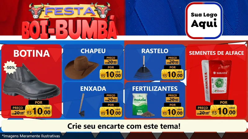 Modelo de TV para TV Horizontal com o tema Festa Boi Bumbá para Agropecuária