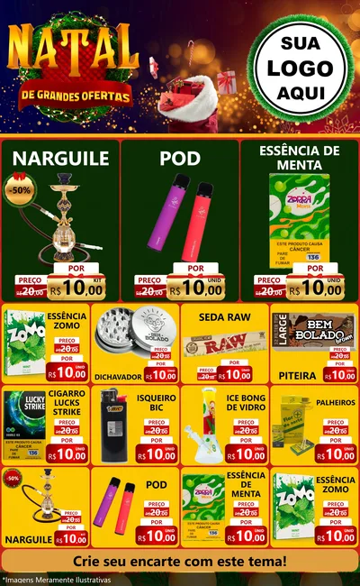 Modelo de Encarte para Encarte Grande com o tema Natal de Grandes Ofertas para Tabacaria