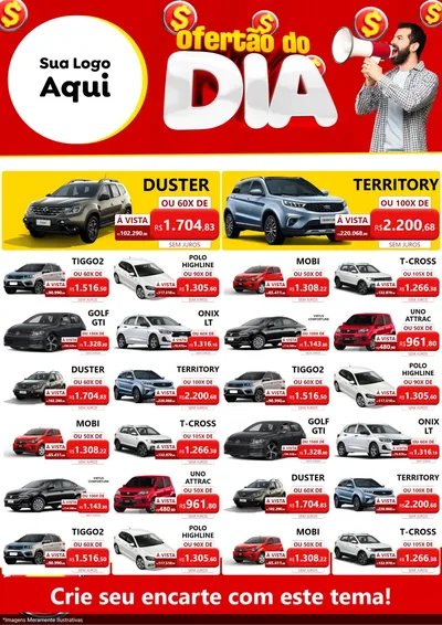 Modelo de Encarte para Encarte A4 Vertical com o tema Ofertão do dia para Concessionaria de Carros