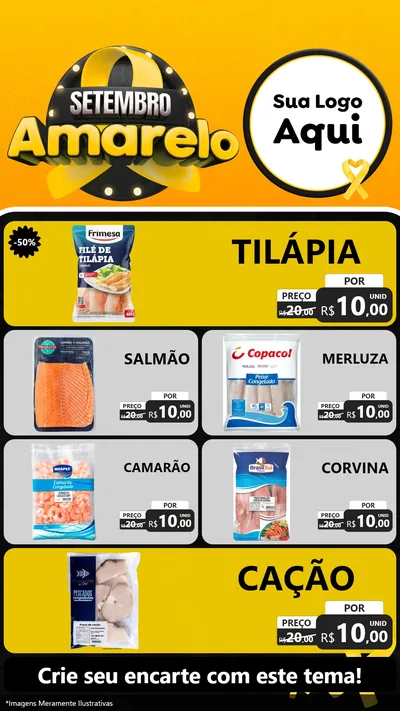 Modelo de TV para TV Vertical com o tema Setembro Amarelo para Peixaria
