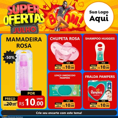 Modelo de Rede Social para Feed Facebook com o tema Super Ofertas Julho para Bebês