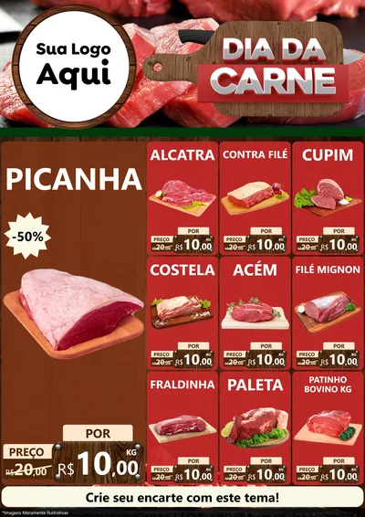 Modelo de Encarte para Encarte A4 Vertical com o tema Dia da Carne para Açougue