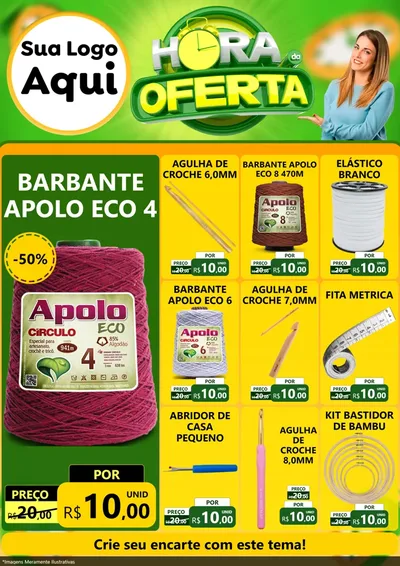 Modelo de Encarte para Encarte A4 Vertical com o tema Hora da Oferta para Armarinho e Aviamentos
