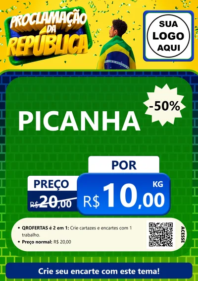 Modelo de Cartaz para Cartaz A4 Vertical com o tema Proclamação da República para Açougue
