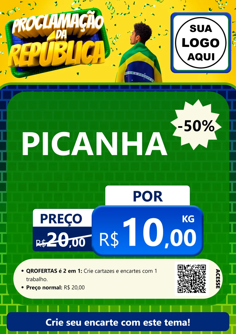Modelo de Cartaz para Cartaz A4 Vertical com o tema Proclamação da República para Açougue