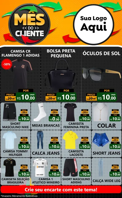 Modelo de Encarte para Encarte Grande com o tema Mês do Cliente para Roupas e acessórios