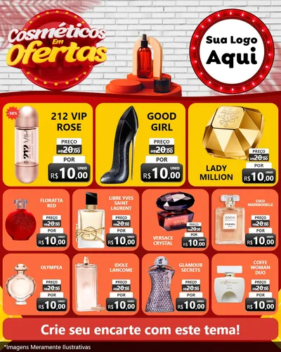 Modelo de Rede Social para Feed Instagram com o tema Cosméticos em Ofertas para Perfumes