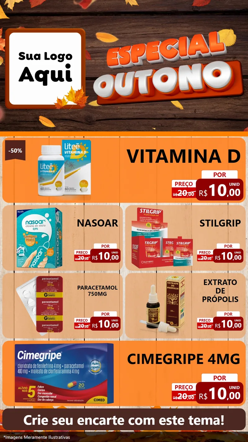 Modelo de TV para TV Vertical com o tema Especial Outono para Farmácia