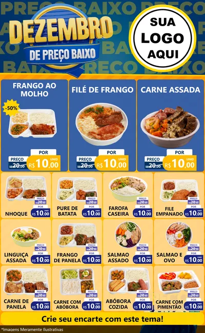 Modelo de Encarte para Encarte Grande com o tema Dezembro de Preço Baixo para Restaurante