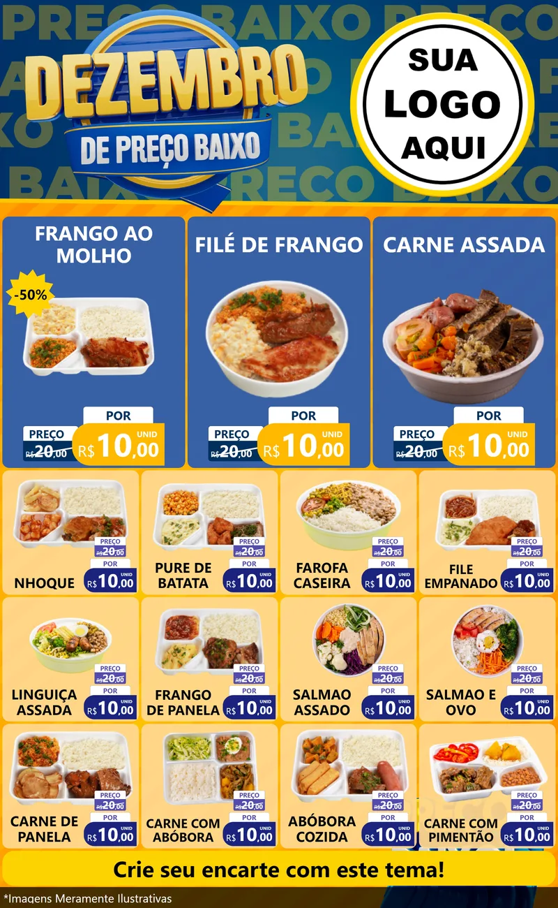 Modelo de Encarte para Encarte Grande com o tema Dezembro de Preço Baixo para Restaurante