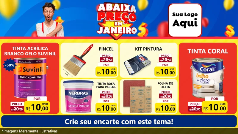 Modelo de TV para TV Horizontal com o tema Abaixa Preço em Janeiro para Tintas e Ferramentas