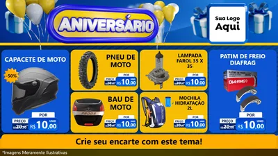 Modelo de TV para TV Horizontal com o tema Aniversário para Moto peças